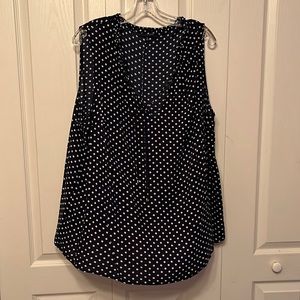 Navy blue white polka dot sleeveless top